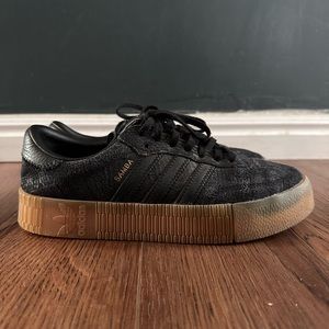 Adidas Sambarose all black with gum sole.